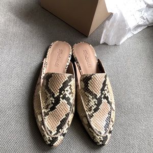 The Frances skimmer mule in snake embossed leather